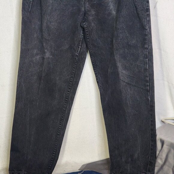 Guess Jeans Black Vintage Cotton Double Button Wide Leg Washed Jeans Size 32 XL - Picture 4 of 16